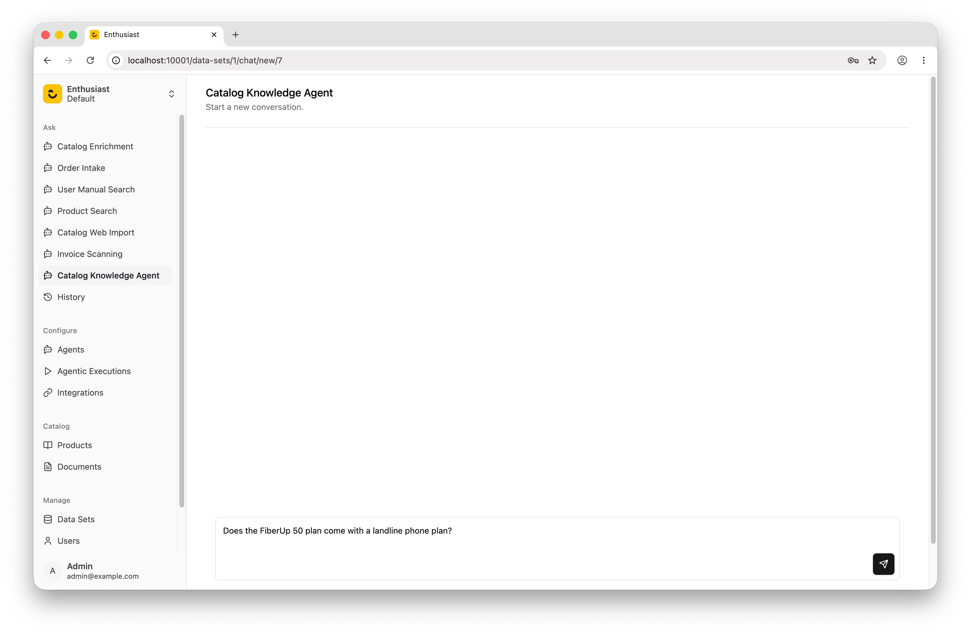 Chat with default agent
