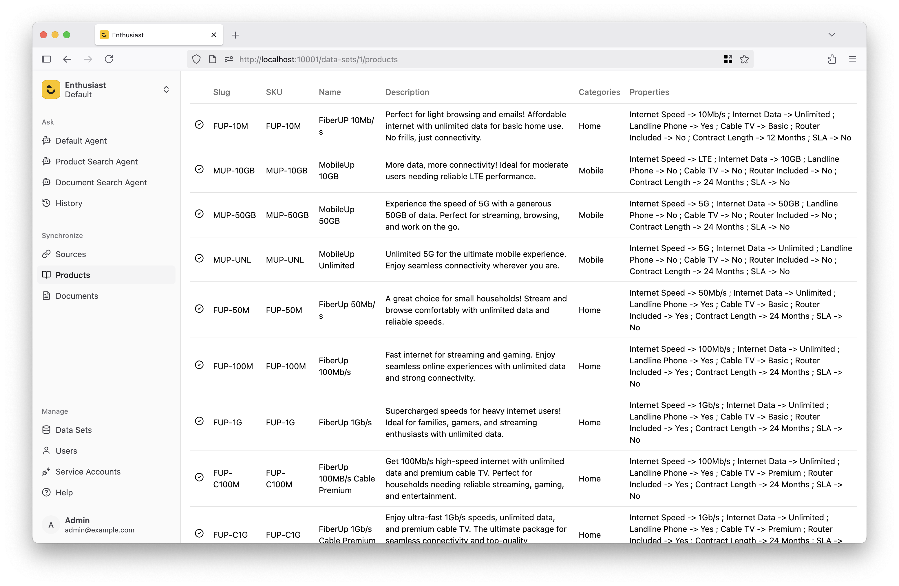 Verify product synchronization