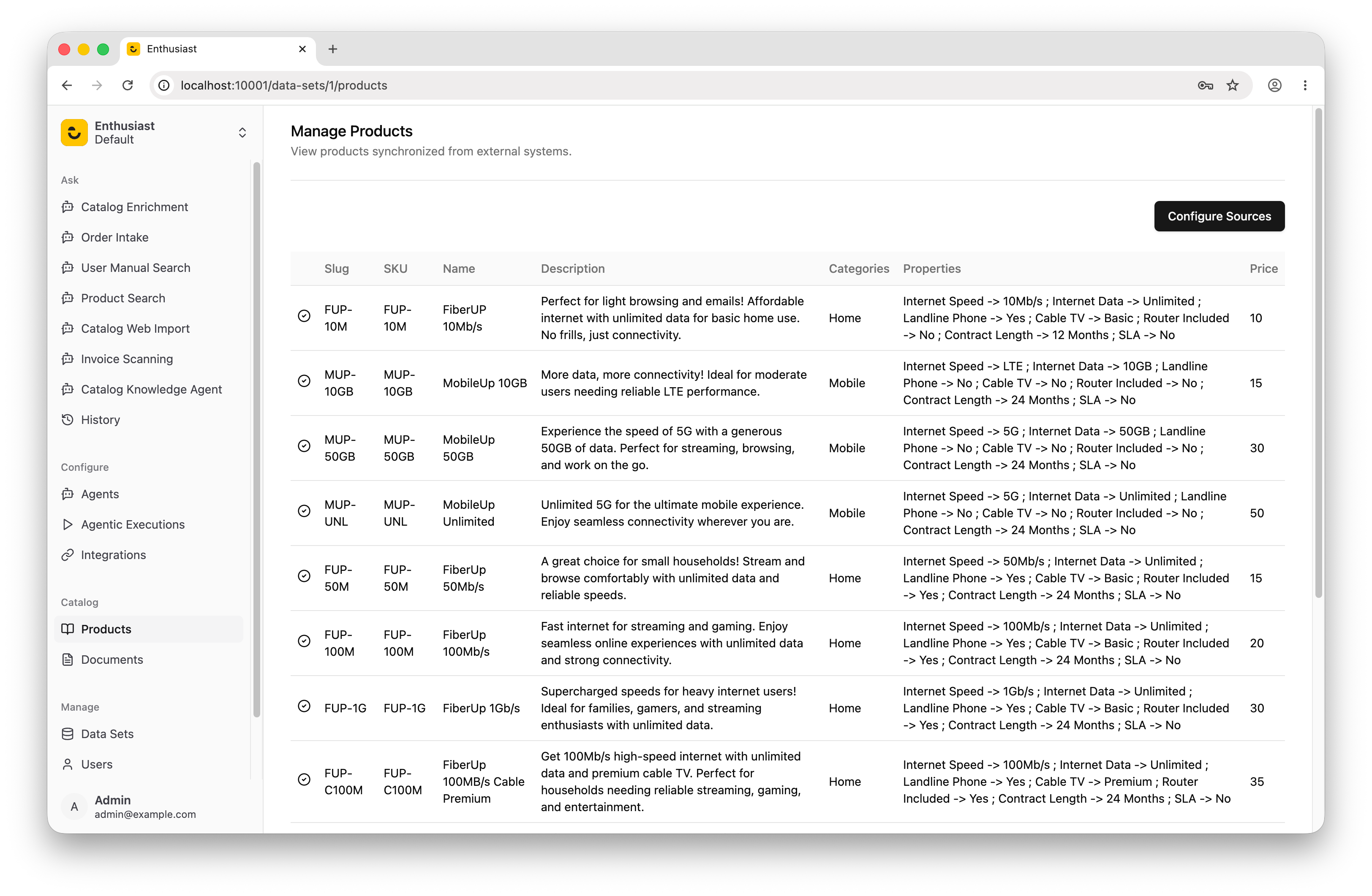 Verify product synchronization