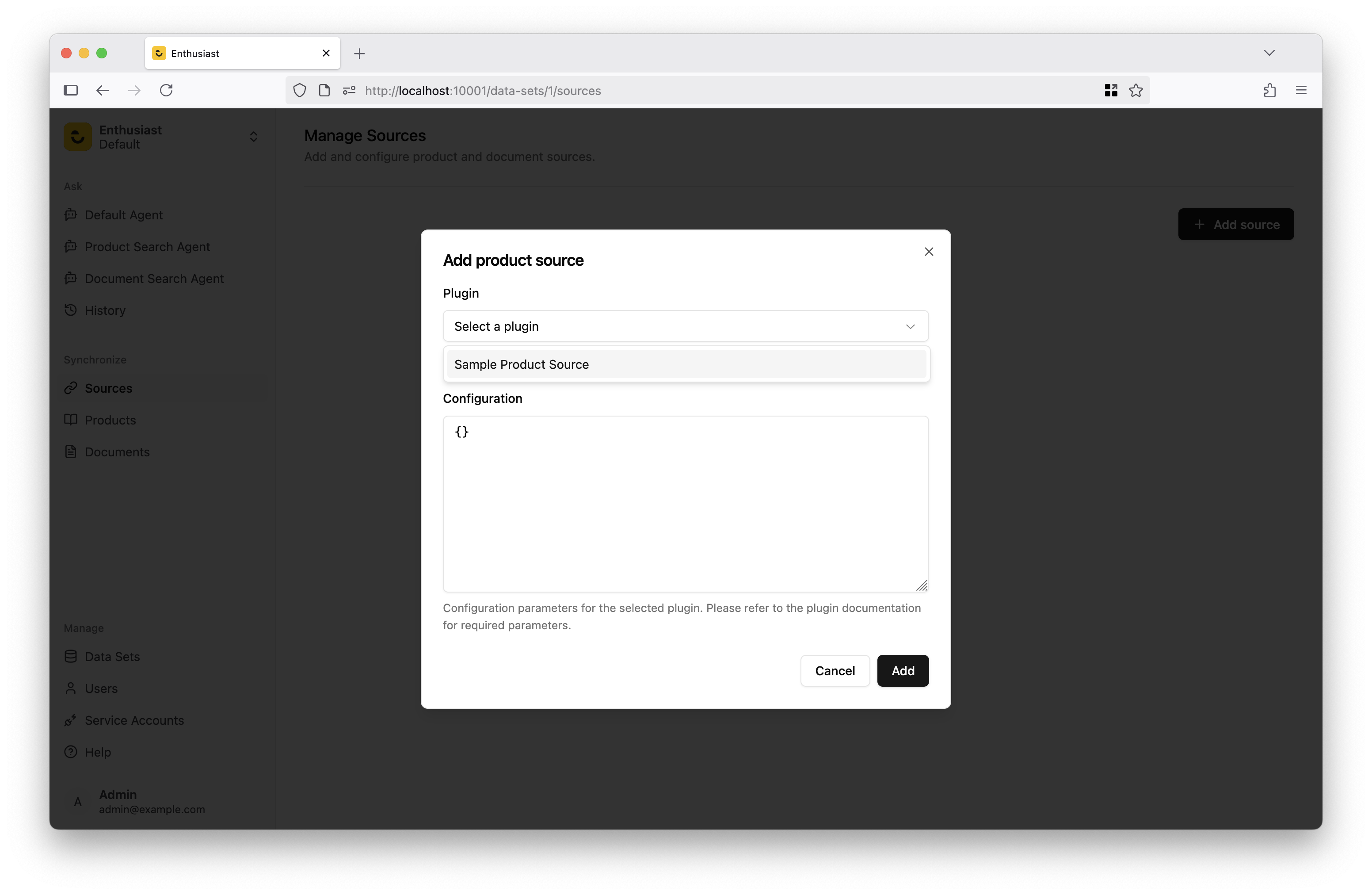 Configure a product source