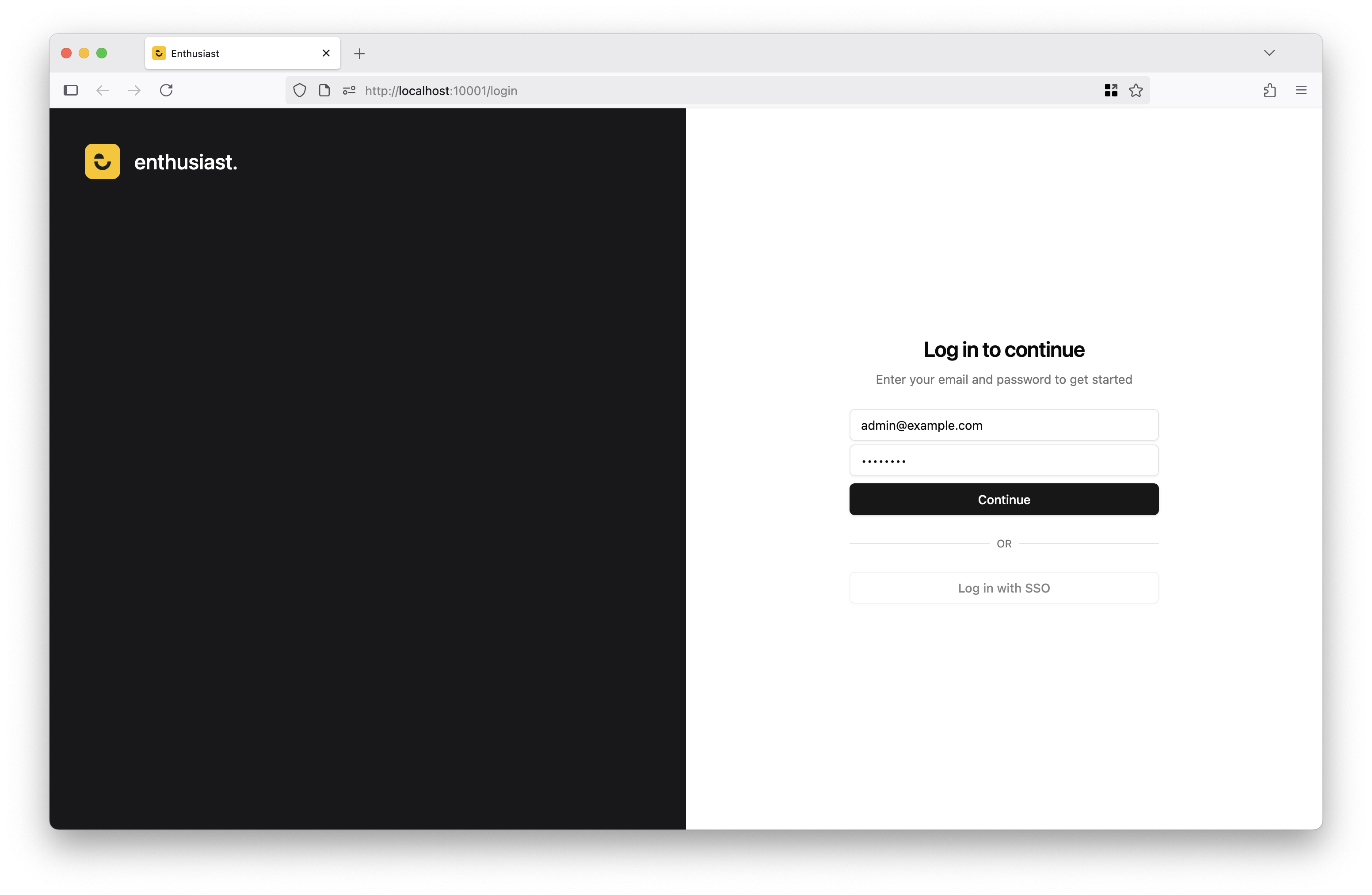 Login using the default credentials